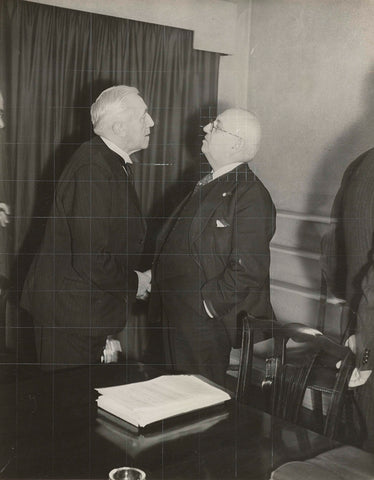 Minister Bolkestein greets his colleague Minister O.C.A. van Lidt de Jeude at Stratton House in London, Pictorial Press, 1940 - 1945 Canvas Print