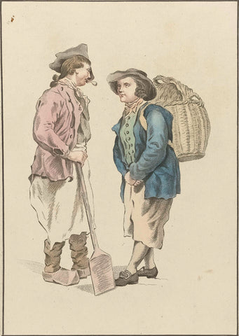 Two peasants in conversation, Mathias de Sallieth, 1818 - 1833 Canvas Print