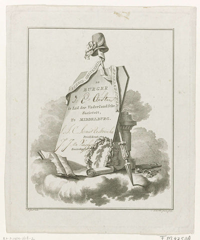 Membership card of J.C. Austen van de Vaderlandsche Sociëteit te Middelburg, 1798, Izaak Jansz. de Wit, 1798 Canvas Print