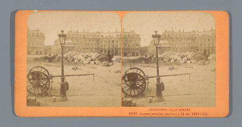 View of the remains of the downed Vendôme column on the Place Vendôme in Paris, Jean Andrieu (possibly), in or after 1871 Canvas Print