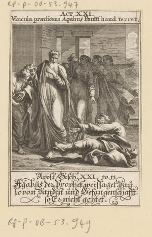 Prophet Agabus predicts the arrest of Apostle Paul in Jerusalem, anonymous, 1697 Canvas Print