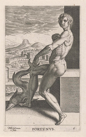 Naval god Portunus, Philips Galle, 1586 Canvas Print