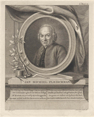 Portrait of Joan Michaël Fleischmann, Reinier Vinkeles (I), 1768 Canvas Print