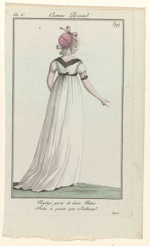 Journal des Dames et des Modes, Costume Parisien, 1 September 1798, Year 6 (59) : Neglected garni de deux Nattes (...), anonymous, 1798 Canvas Print