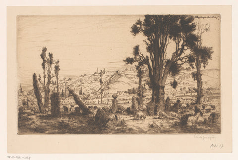 View of a cemetery near Thessaloniki, Louis Godefroy, 1917 Canvas Print