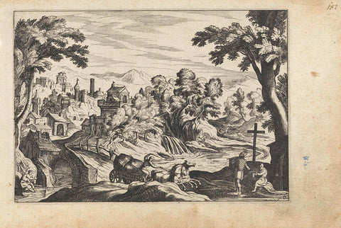 Landscape with horse and carriage, anonymous, 1612 - 1652 Canvas Print