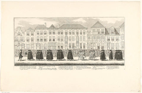 Members of the courteous administration in the funeral procession of Anna van Hannover in Delft, 1759, Simon Fokke, 1759 - 1761 Canvas Print