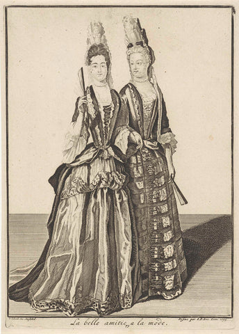 Two ladies with fontange hairstyle, anonymous, 1675 - 1711 Canvas Print