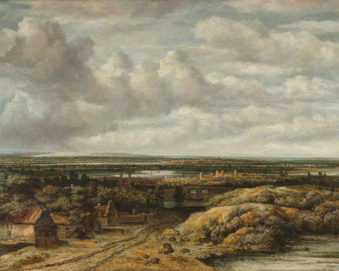 Distant View with Cottages along a Road, Philips Koninck, 1655 Canvas Print