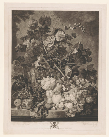 Still Life of Fruit and Flowers, Richard Earlom, 1781 Canvas Print