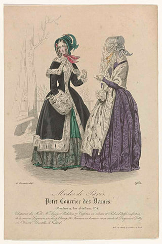 Petit Courrier des Dames, 25 December 1843, No. 1982 : Chapeaux des Mns (...), anonymous, 1843 Canvas Print