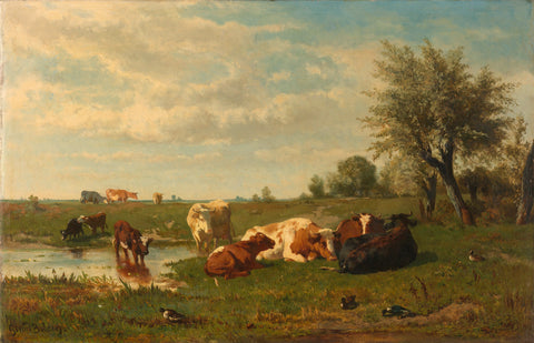 Cows in the Meadow, Gerard Bilders, 1860 - 1865 Canvas Print