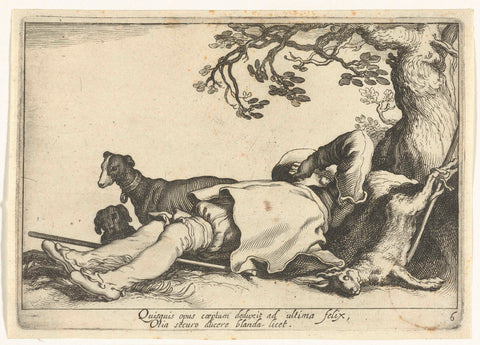 Slapende jager, Cornelis Bloemaert (II), after c. 1625 Canvas Print