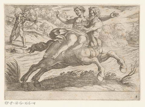 Hercules doodt de centaur Nessus, Antonio Tempesta, 1608 Canvas Print