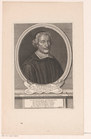 Portret van Jean de Launoy, Etienne Desrochers, c. 1726 Canvas Print