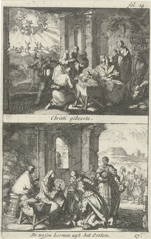 Geboorte van Christus en de aanbidding der koningen, Jan Luyken, 1690 Canvas Print