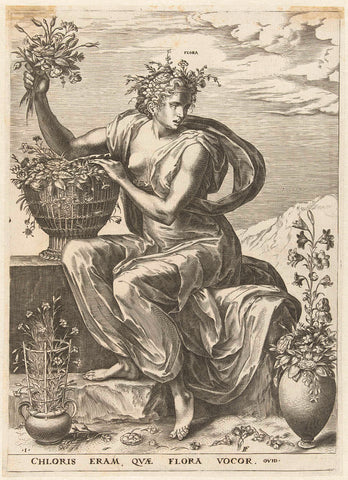 Flora, Cornelis Cort, 1564 Canvas Print