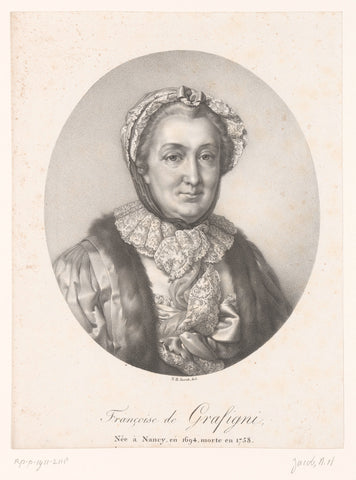 Portret van Françoise de Graffigny, Nicolas Henri Jacob, 1825 - 1827 Canvas Print