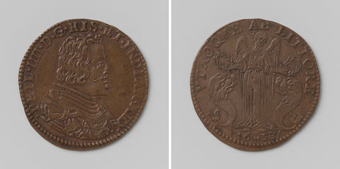 Capture of Dunkirk and Barcelona, arithmetic medal minted in honour of Philip IV, King of Spain, anonymous, 1652 Canvas Print