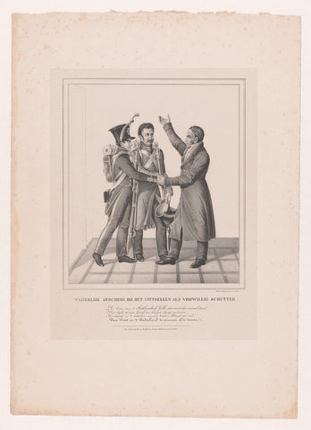 Volunteer gunner says goodbye to his father, 1830, Desguerrois & Co., 1830 - 1831 Canvas Print