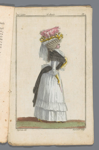 Magasin des Modes Nouvelles Françaises et Anglaises, 10 septembre 1787, 30e cahier, 2e année, Pl. 1, A.B. Duhamel, 1787 Canvas Print