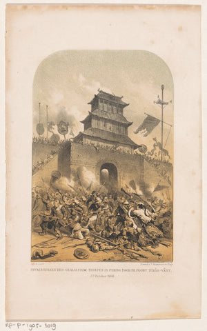 Franse en Britse troepen bestormen het oude zomerpaleis in Peking, Carel Christiaan Antony Last, 1860 Canvas Print