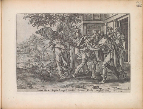 Tobias and the angel say goodbye to Tobit and Anna, Maerten de Vos, 1643 Canvas Print