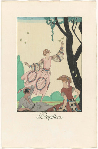 Falbalas and Fanfreluches: almanac of present, past & future fashions for 1922: Papillons / France XXe siècle, George Barbier, 1922 Canvas Print