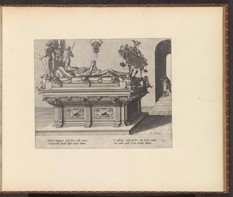 Detached funerary monument for a man, with two wild men, Johannes or Lucas van Doetechum, 1563 Canvas Print