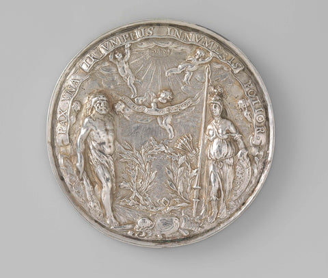 Medal commemorating the Treaty of Münster, Johannes Lutma (1584-1669), 1648 Canvas Print