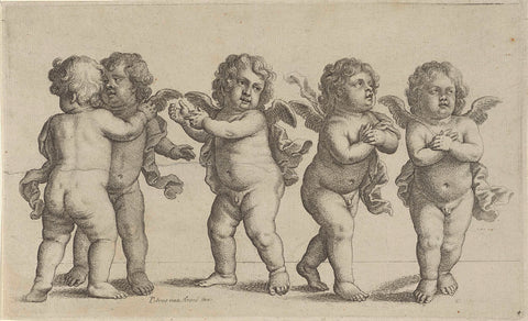 Five cherubim, Wenceslaus Hollar, 1646 Canvas Print