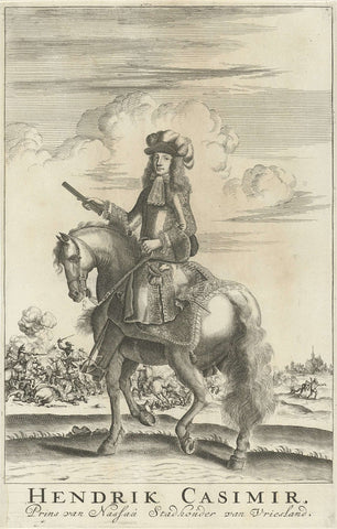 Equestrian portrait of Hendrik Casimir II, Count of Nassau-Dietz, Jan Luyken, 1698 Canvas Print