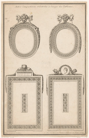 Oval and rectangular frames, Jean François de Neufforge, 1763 Canvas Print