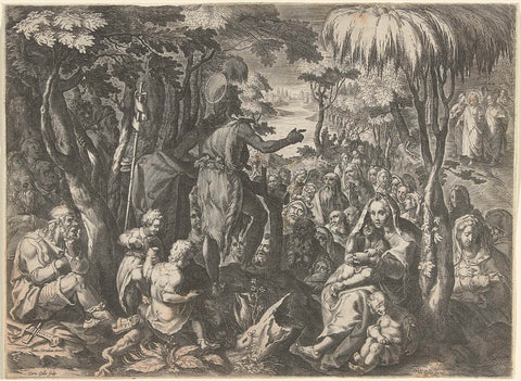 John the Baptist preaches in the wilderness, Cornelis Galle (I), after 1595 - c. 1612 Canvas Print