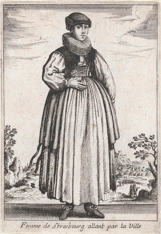 Woman of Strasbourg going through the City, Wenceslaus Hollar, 1662 Canvas Print