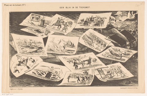 Cartoon on important issues in the coming year, Jan Holswilder, 1887 Canvas Print