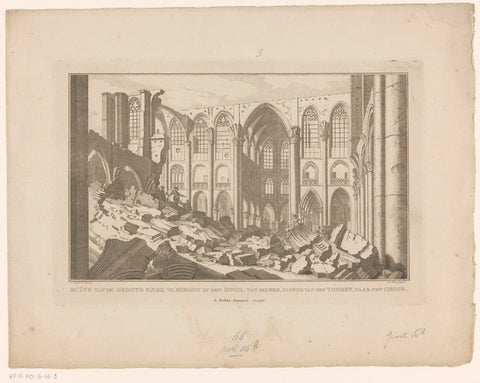 The inside of the ruins of the Grote Kerk van Bergen op Zoom, 1748, Simon Fokke, Cornelis Pronk, 1772 - 1780 Canvas Print