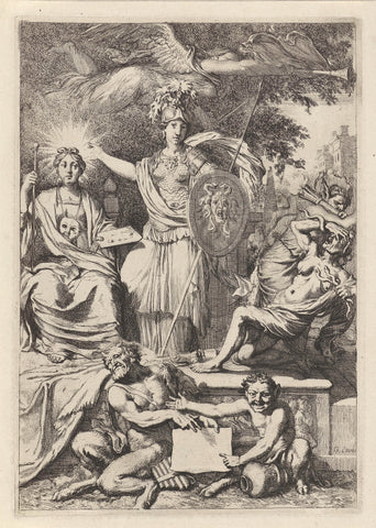 Minerva beschermt de Schilderkunst, Gerard de Lairesse, 1675 Canvas Print