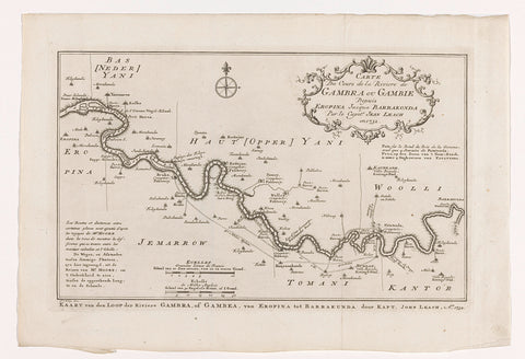 Map of the course of the Gambia River, Jacob van der Schley, 1747 Canvas Print