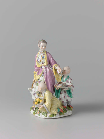 Two Asian Women with Children, Meissen porcelain manufactory, c. 1750 Canvas Print