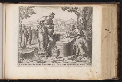 Christ and the Samaritan Woman at the Well, Philip Galle, 1646 Canvas Print