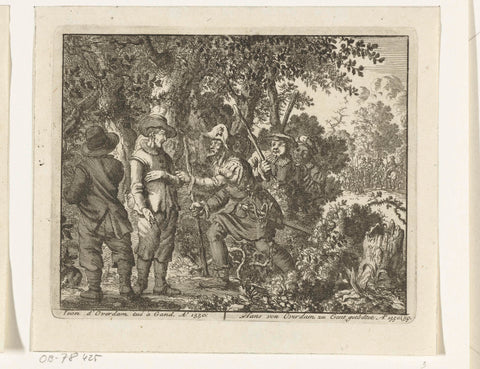 Hans van Overdam imprisoned in a forest near Ghent , 1550, Jan Luyken, 1683 - 1685 Canvas Print