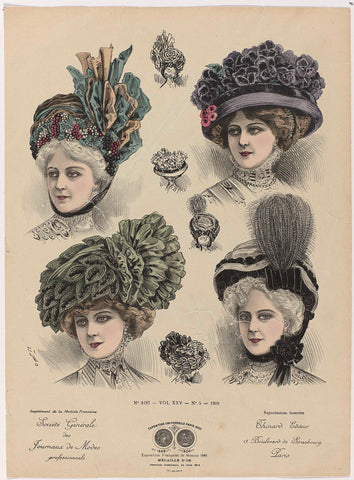 Société Générale des Journaux de Modes professionnels 1909, No. 9197, Vol. XXV, No. 5, Cléo, 1909 Canvas Print