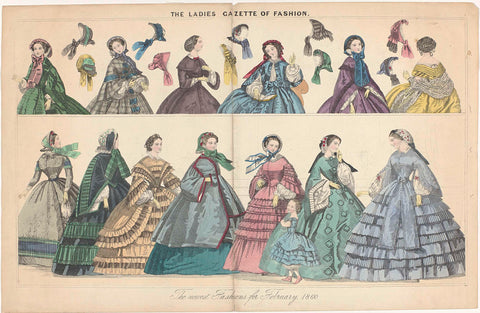 The Ladies Gazette of Fashion, The newest Fashions for February 1860, anonymous, 1860 Canvas Print