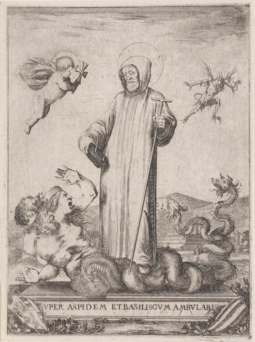 Saint John Gualbertus tramples monster, Stefano della Bella, 1620- 1664 Canvas Print