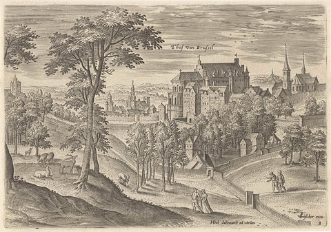 View of the Court of Brussels, Hans Collaert (I), 1530 - 1580 Canvas Print