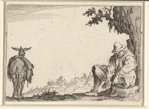 Zittende man met ezel, Jacques Callot, 1621 Canvas Print