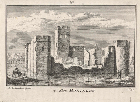 View of the ruins of Slot Honingen, 1652, Abraham Rademaker, 1727 - 1733 Canvas Print