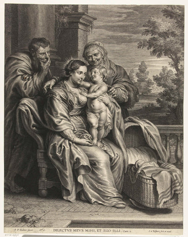 Holy family with Anna, Schelte Adamsz. Bolswert, 1596 - 1659 Canvas Print