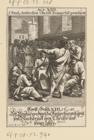 Apostle Paul preaches the gospel in Antioch, anonymous, 1697 Canvas Print